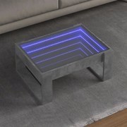 vidaXL Mesa de centro luzes LED Infinity 70x53x30 cm cinzento cimento