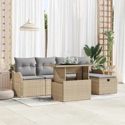 vidaXL Conjunto de Sofá de Jardim com 6 Peças e Almofadas Bege em Rattan Sintético