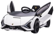 HOMCOM Carro Elétrico Lamborghini SIAN 12V com Controle Remoto Abertura da Porta Música MP3 USB e Faróis 108x62x40 cm Branco