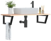 vidaXL Prateleira de parede p/ lavatório aço/madeira carvalho maciça