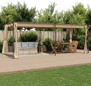 vidaXL Gazebo com cortinas 6x3 m aço cinzento-acastanhado