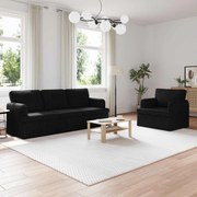 vidaXL Sofá 2 pcs Preto 144 x 80 x 85 cm tecido