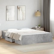 Estrutura de cama c/ gavetas derivados de madeira cinza-cimento