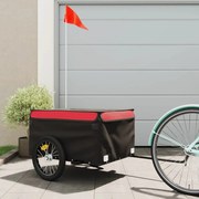 vidaXL Reboque para bicicleta 45 kg ferro preto e vermelho