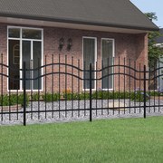vidaXL Cerca de jardim com topo em forma de lança, preta, 239x100 cm, aço com revestimento em pó