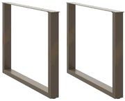 vidaXL Pés para mesa de jantar em formato de U, 2 peças, aço natural, 100x(72-73) cm, aço