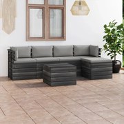 6 pcs conjunto lounge de paletes com almofadões pinho maciço