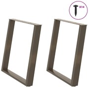 vidaXL Pés para mesa de jantar em formato de U, 2 peças, aço natural, 80x(72-73) cm, aço
