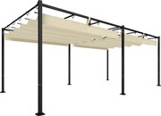 Outsunny Pérgola de Jardim 6x3 m com Telhado Retrátil Proteção UPF50+ Drenagem Pavilhão de Jardim para Terraço Exterior Creme | Aosom Portugal