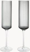 Copos de champanhe de vidro artesanais Ripple, conjunto de 2