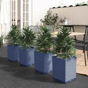 vidaXL Vasos/floreiras 4 pcs 30x30x37 cm polipropileno cinzento azul