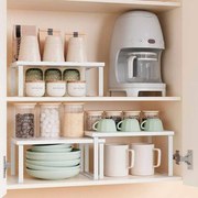 Conjunto de 3 prateleiras cozinha para especiarias empilháveis e expansíveis, branco