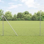 vidaXL Cerca Hexagonal com 7 Postes 1,5x25 m Aço Prateado