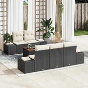 vidaXL Sofá de Jardim 6 Peças com Almofadas em Rattan Preto e Acácia