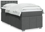 Cama com molas/colchão 90x190 cm tecido cinza-escuro
