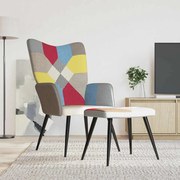 vidaXL Cadeira de descanso com banco tecido de retalhos