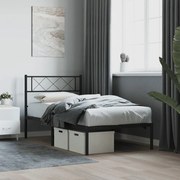 vidaXL Estrutura de cama metal s/ colchão c/ cabeceira 75x190 cm preto