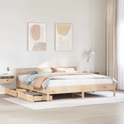 vidaXL Cama sem colchão 200x200 cm madeira de pinho maciça