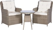 vidaXL Conjunto bistrô com almofadões e almofadas 3 pcs vime castanho