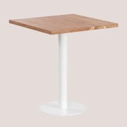 Mesa Bar Quadrada Em Madeira De Acácia Macchiato ↔︎ 70 Cm & Branco - Sklum