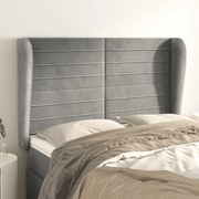 vidaXL Cabeceira de cama c/ abas veludo 147x23x118/128cm cinza-claro
