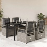 vidaXL 5 pcs conjunto de jantar p/ jardim c/ almofadões cinzento claro