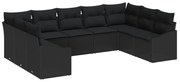 vidaXL Conjunto de Sofá de Jardim 9 pcs Preto vime PE
