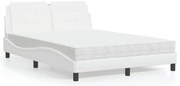 vidaXL Cama com colchão 140x200 cm couro artificial branco