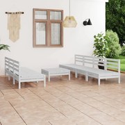 8 pcs conjunto lounge de jardim pinho maciço branco