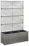 vidaXL Floreira com treliça e 3 vasos 83x30x130 cm vime PE cinzento