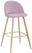 Banco de bar VELVET NEW, base de metal, veludo rosa 25