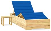 vidaXL Espreguiçadeira de jardim com mesa e almofadão pinho impregnado