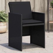 vidaXL Cadeiras de jardim com almofadões 4 pcs vime PE preto