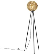 Candeeiro de pé com tripé Art Déco dourado - Maro Art Deco