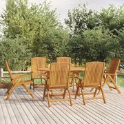 vidaXL Cadeiras de jardim reclináveis 6 pcs madeira de teca maciça