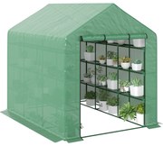 Estufa de Jardim Estufa de Exterior com Prateleiras de 4 Níveis Porta