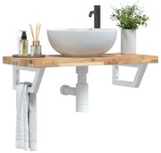 vidaXL Prateleira de parede p/ lavatório aço/madeira de acácia maciça