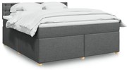 vidaXL Cama com molas/colchão 180x200 cm tecido cinzento-escuro