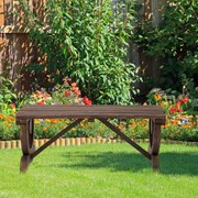 Banco de Jardim de 2 Lugares Banco de Madeira com Rodas Decorativas Rústico Capacidade 250 kg 98x50x39,5 cm Castanho Rústico