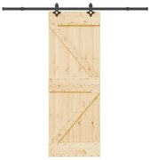 vidaXL Porta de correr com ferragens 70x210 cm madeira de pinho maciça