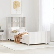 Cama com estante sem colchão 100x200 cm madeira maciça branco