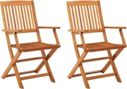 vidaXL Cadeiras de jardim dobráveis 2 pcs eucalipto maciço