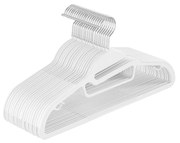 Conjunto SONGMICS de 20 cabides de plástico, cabides com abertura em forma de U, antiderrapante, economiza espaço, 0,5 cm de espessura, 41,5 cm de comprimento, gancho giratório de 360°, branco CRP041W02