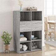 vidaXL Armário alto 80x42,5x124cm derivados de madeira cinza sonoma