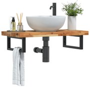 vidaXL Prateleira de parede p/ lavatório aço/madeira de acácia maciça