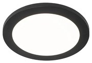 Candeeiro de teto preto 22,5 cm redondo com LED regulável em 3 níveis - Steve Moderno