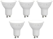 Conjunto de 5 Lâmpadas LED Inteligentes GU10 50mm Reguláveis Opal 7W 630 lm 4000K