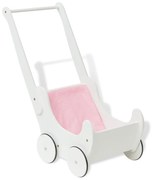 vidaXL Carrinho de bonecas em madeira 53x25,7x50 cm branco