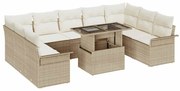 vidaXL Conjunto de Sofá de Jardim 10 pcs Bege Rattan de Polipropileno