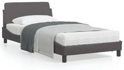 vidaXL Estrutura cama c/ cabeceira 100x200cm couro artificial cinzento